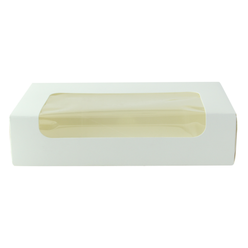 Boite carton blanche  laminé  à fenêtre  190x113mm H44mm