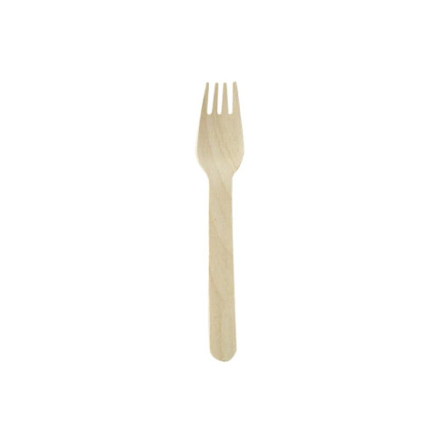 Fourchette en bois, emballage papier kraft   H158mm