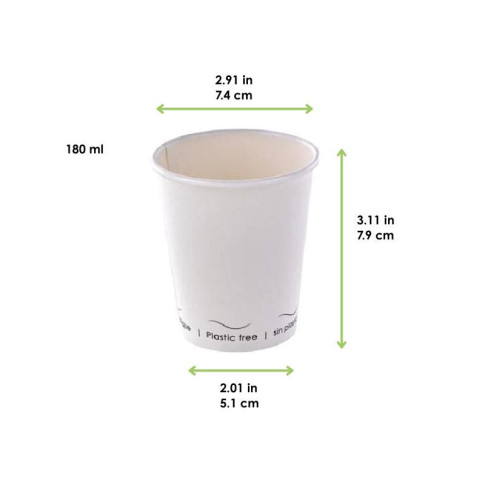 Gobelet Eden blanc en carton sans plastique, Waterbased  H79mm 180ml