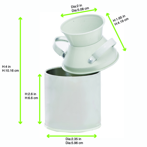 Pot à lait en métal couleur ivoire   H100mm 125ml