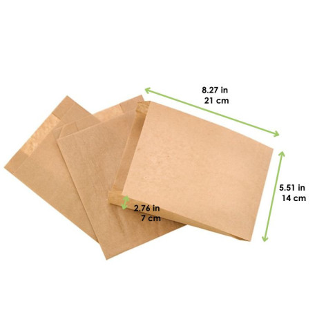 Sac kraft brun ingraissable tout usage  140x70mm H210mm