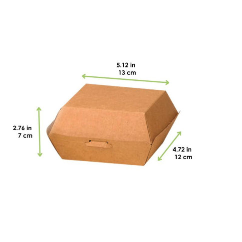 Boite burger carton kraft brun  130x120mm H70mm
