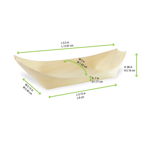 Barquette bateau bois  145x75mm H20mm