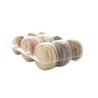 Insert plastique PET transparent 9 macarons (3x3) avec fermeture clipsable  110x160mm H20mm