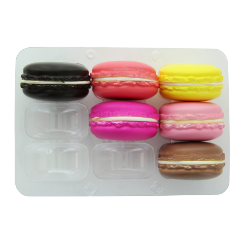 Insert plastique PET transparent 9 macarons (3x3) avec fermeture clipsable  110x160mm H20mm