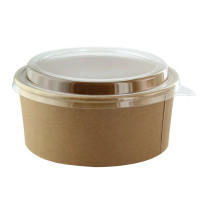 Saladier rond en carton kraft avec couvercle plastique PET Buckaty  H75mm 1200ml