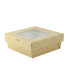 Boite "Kray" carrée carton brun avec couvercle à fenêtre  135x135mm H50mm
