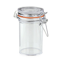 Bocal plastique PS transparent rond   H76mm 80ml