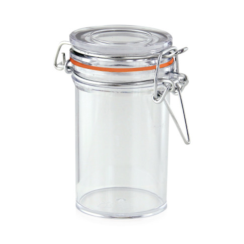 Bocal plastique PS transparent rond   H76mm 80ml