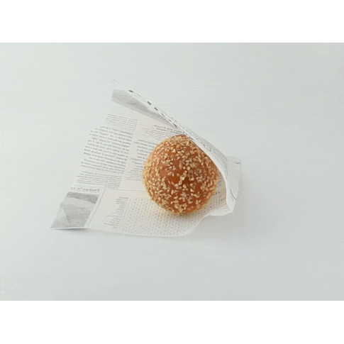 Sac papier ingraissable blanc ouvert sur 2 côtés avec décor journal  170x170mm