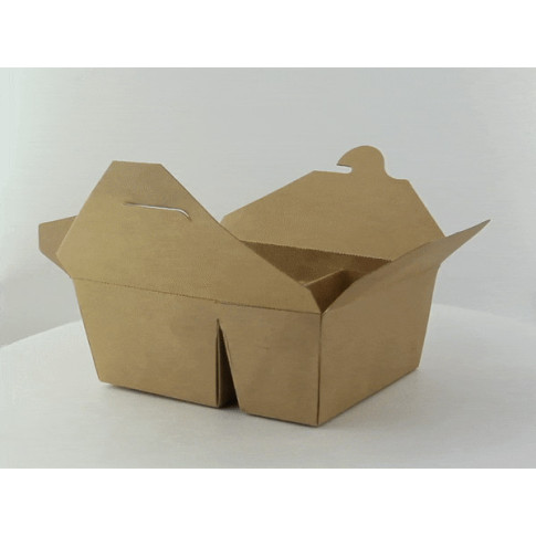 Boite repas carton kraft 2 compartiments  214x160mm H47mm 1 090ml