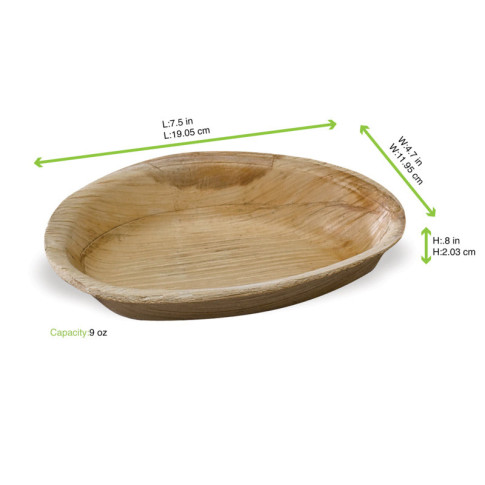 Assiette en palmier forme oeuf  190x120mm H25mm 270ml