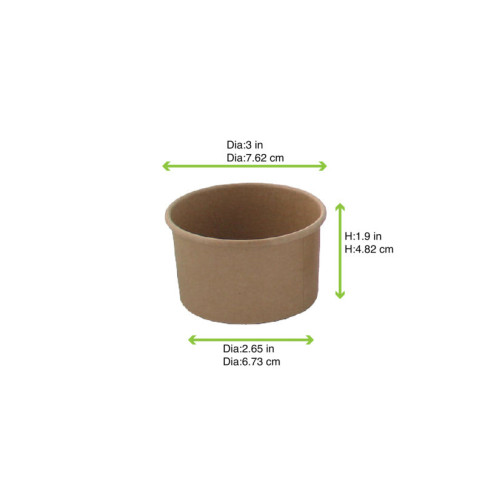 Pot carton kraft brun chaud et froid  H44mm 130ml