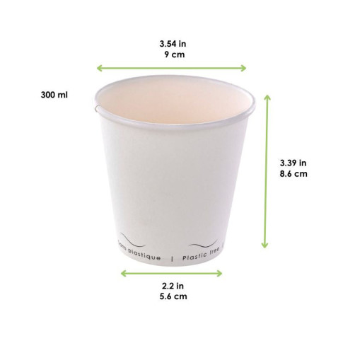 Gobelet Eden blanc en carton sans plastique, Waterbased  H86mm 300ml
