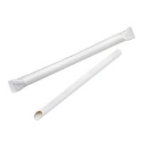 Paille biseautée blanche pour Bubble Tea   H200mm