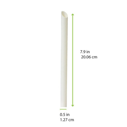 Paille biseautée blanche pour Bubble Tea   H200mm