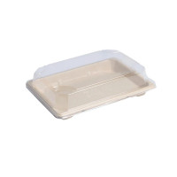 Barquette pulpe avec couvercle PS transparent "Itto"  167x117mm H40mm