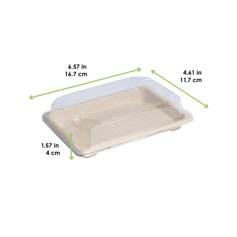 Barquette pulpe avec couvercle PS transparent "Itto"  167x117mm H40mm