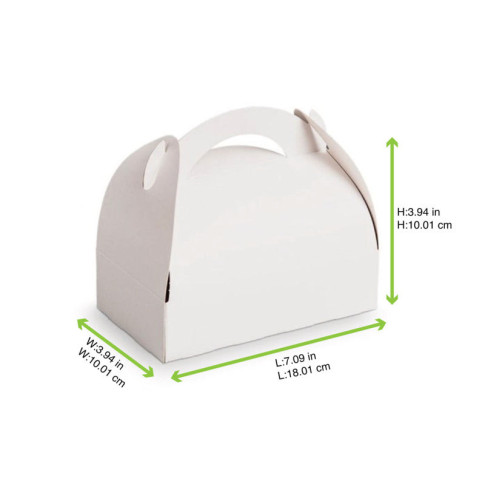 Boîte pâtissière carton blanche avec anse 180x100mm H115mm