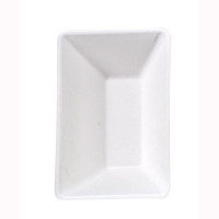 Assiette rectangulaire blanche en pulpe  130x85mm H28mm 150ml