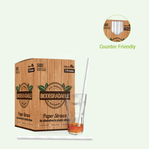 Paille pour smoothie en papier blanc  H197mm