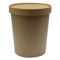 Pot carton brun chaud et froid avec couvercle carton   H135mm 940ml