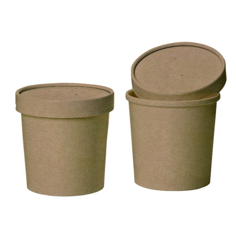 Pot carton brun chaud et froid avec couvercle carton   H135mm 940ml