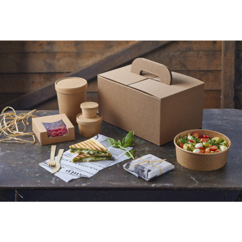 Pot carton brun chaud et froid avec couvercle carton   H135mm 940ml