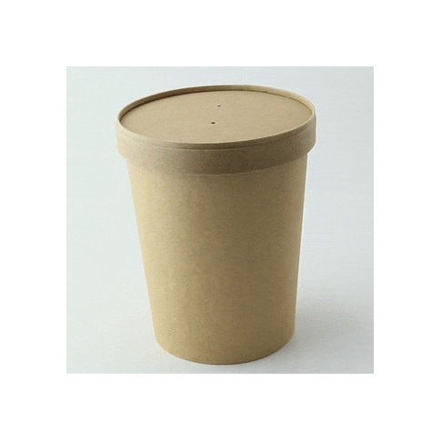 Pot carton brun chaud et froid avec couvercle carton   H135mm 940ml
