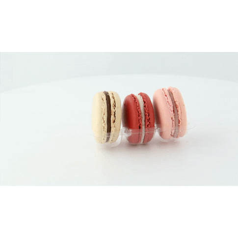 Insert plastique PET transparent 3 macarons avec fermeture clipsable  93x68mm H23mm