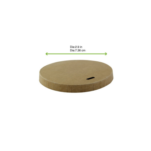 Couvercle plat brun en carton kraft sans matière plastique, Waterbased  H12mm