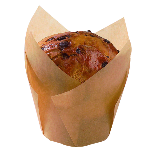 Caissette de cuisson forme tulipe en papier brun siliconé   H80mm