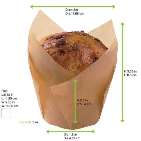 Caissette de cuisson forme tulipe en papier brun siliconé   H80mm