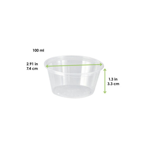 Pot plastique PET transparent  H33mm 100ml