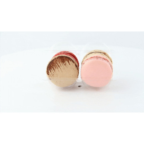 Insert plastique PET transparent 4 macarons (2x2) avec fermeture clipsable  108x74mm H23mm