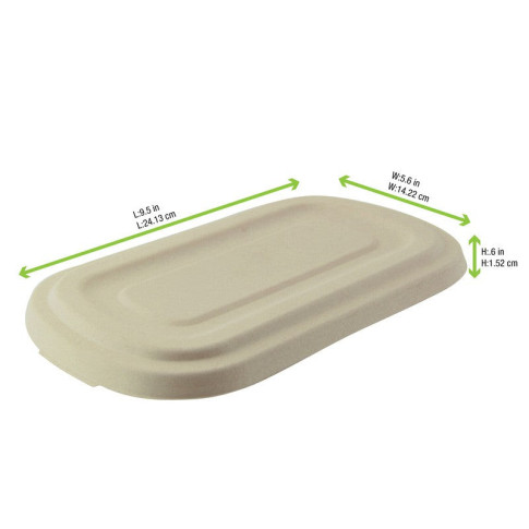 Couvercle plat rectangulaire brun en pulpe  269x139mm H16mm