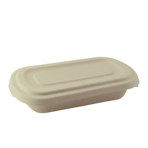 Couvercle plat rectangulaire brun en pulpe  269x139mm H16mm