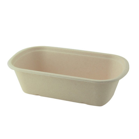 Couvercle plat rectangulaire brun en pulpe  269x139mm H16mm