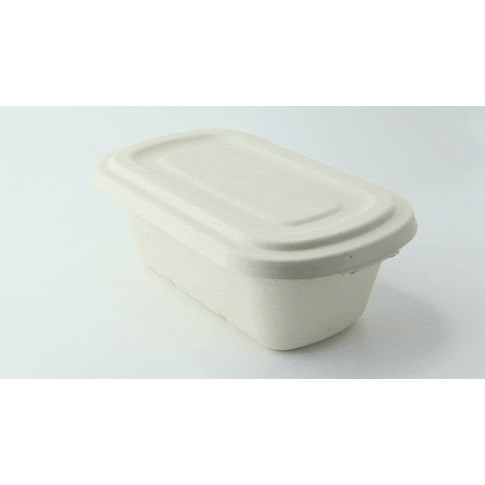Couvercle plat rectangulaire brun en pulpe  269x139mm H16mm