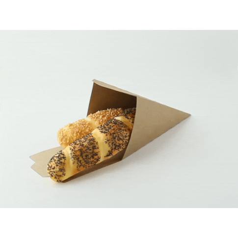 Cône snack refermable carton brun  90x90mm H190mm