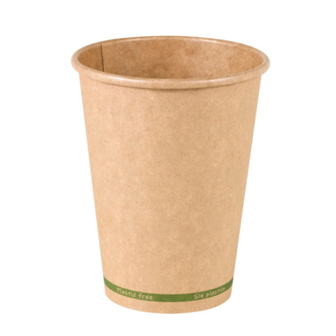 Gobelet Zen en carton kraft brun sans plastique, Waterbased  H110mm 350ml