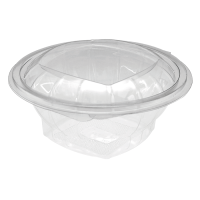 Saladier rond transparent PET avec couvercle attaché   H56mm 500ml