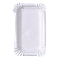 Assiette rectangulaire en carton vierge blanc 150x90mm