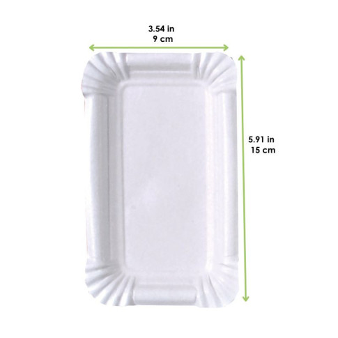 Assiette rectangulaire en carton vierge blanc 150x90mm