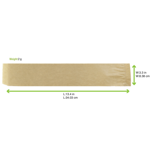 Sac papier brun ouvert sur 2 côtés  340x85mm