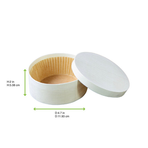 Boîte ronde en bois avec papier ingraissable pour cuisson au four  H50mm
