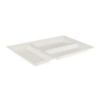 Plateau rectangulaire blanc 3 compartiments en pulpe   400x280mm