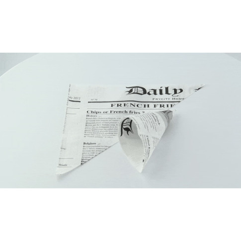 Cône papier ingraissable décor journal  250x180mm H180mm 360ml