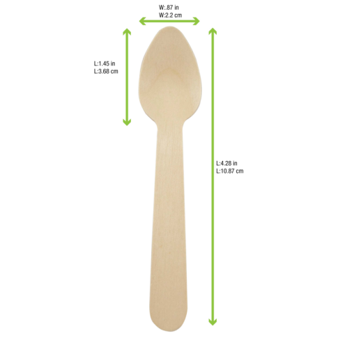 Cuillère café bois, emballage papier kraft  /  Wooden coffee spoon, kraft wrap  H110mm