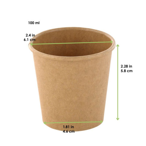 Pot à soupe et glace en carton kraft brun sans plastique, Waterbased  H58mm 100ml